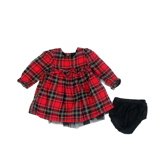 Cat & Jack Girls Red Plaid Dress Size: 6-9 Months Red Plaid