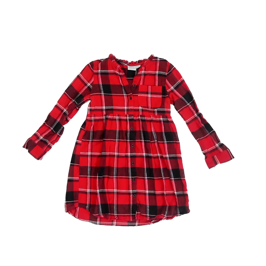Falls Creek Girls Red Plaid Dress Size: M (7/8) Red Plaid