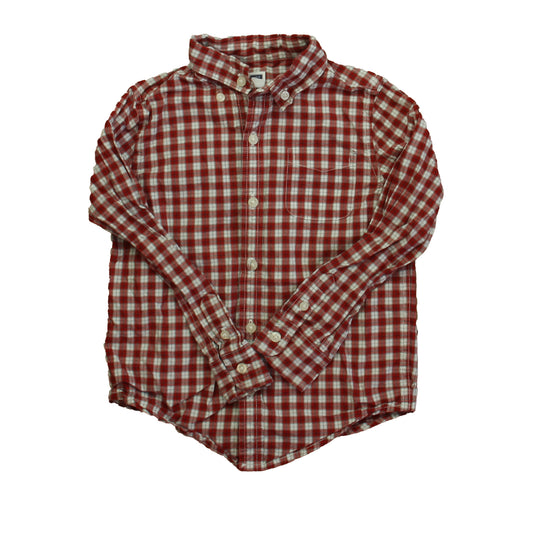 Janie and Jack Boys Red Plaid Button Down Long Sleeve Size: 4T Red Plaid