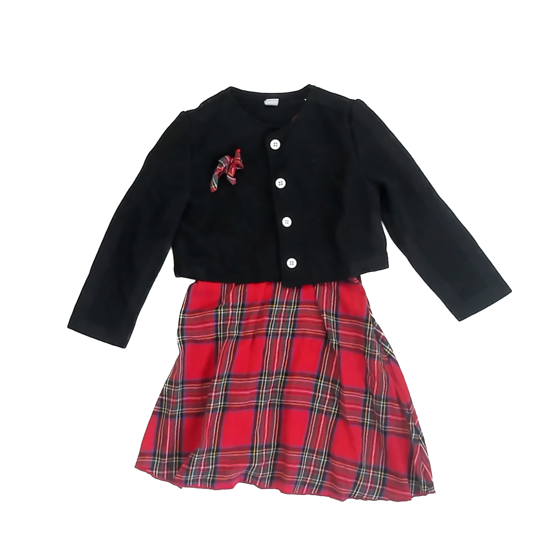 Shein Girls Red Plaid Dress Size: 5T Red Plaid