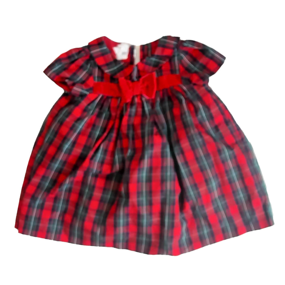 Janie and Jack Girls Red Plaid Dress Size: 12-18 Months Red Plaid