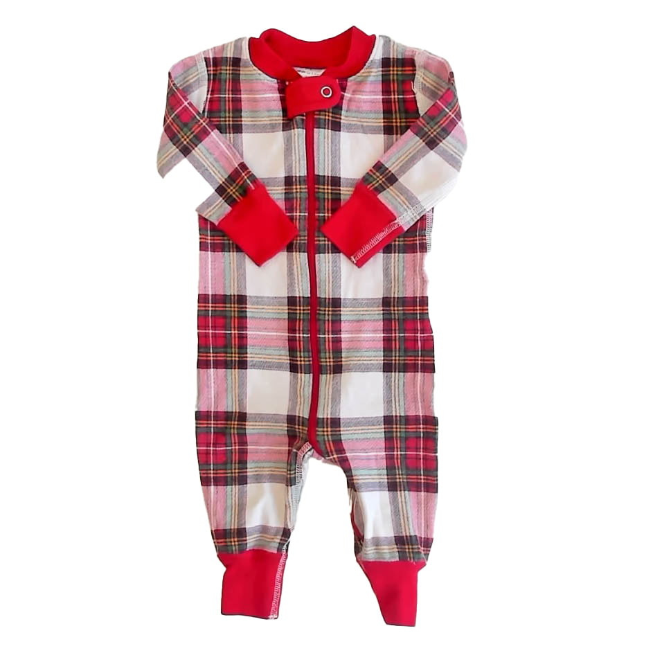 Hanna Andersson Unisex Red Plaid 1-piece Non-footed Pajamas Size: 3-6 Months Red Plaid