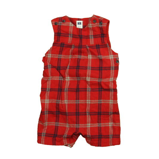 Janie and Jack Boys Red Plaid Romper Size: 12-18 Months