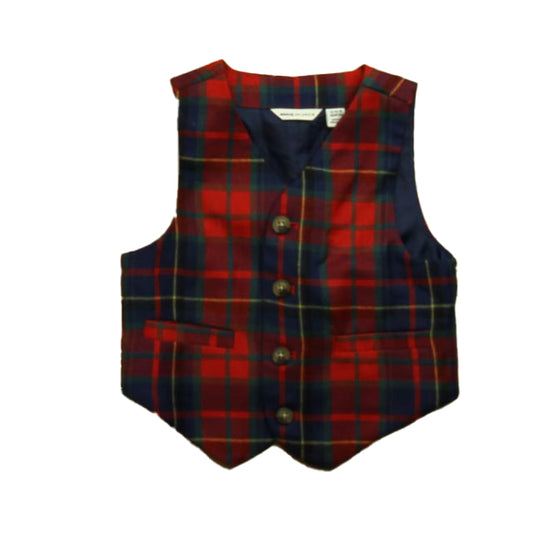 Janie and Jack Boys Red Plaid Vest Size: 12-18 Months