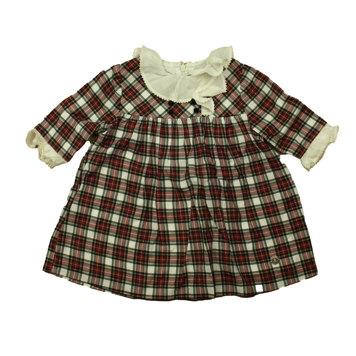 Pili Carrera Girls Red Plaid Dress Size: 18 Months