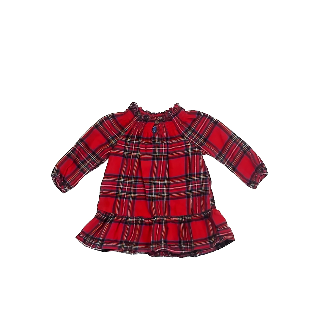 Old Navy Girls Red Plaid Dress Size: 12-18 Months Red Plaid