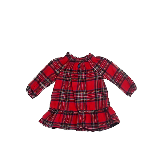 Old Navy Girls Red Plaid Dress Size: 12-18 Months Red Plaid