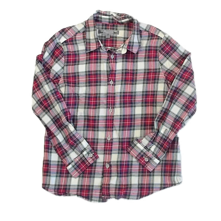Bonpoint Boys Red Plaid Button Down Long Sleeve Size: 6 Years Red Plaid