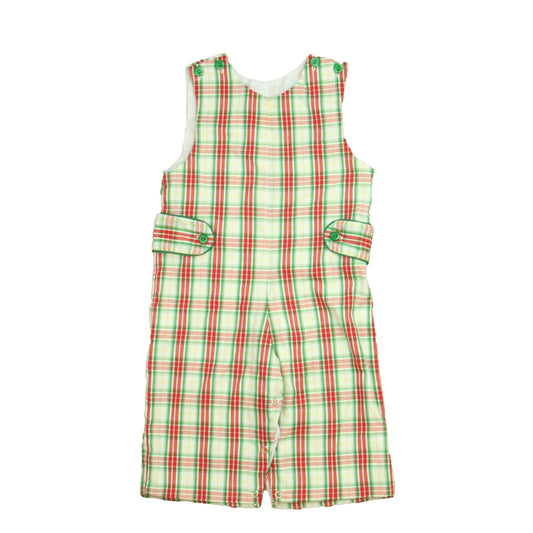 Lulu Bebe Boys Red Plaid Romper Size: 12 Months Red Plaid