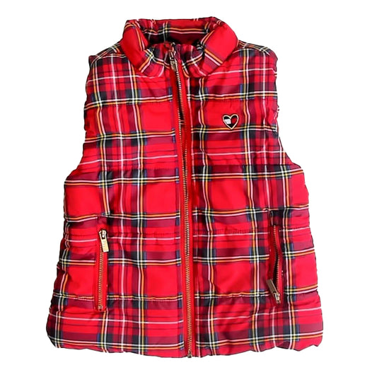 Tommy Hilfiger Girls Red Plaid Vest Size: 18 Months Red Plaid