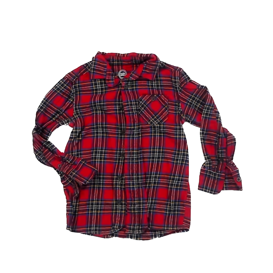 Wonder Nation Girls Red Plaid Dress Size: XS (4-5T) Red Plaid
