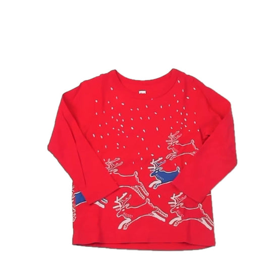 Tea Collection Boys Red Reindeer Long Sleeve T-Shirt Size: 12-18 Months Red Reindeer