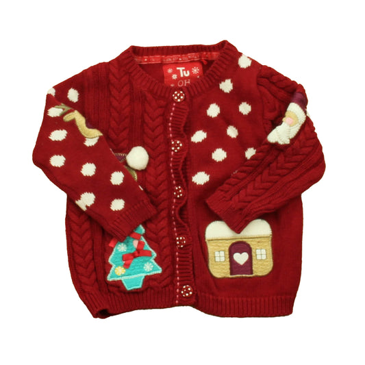 Tu Girls Red Santa Cardigan Size: 18-24 Months Red Santa