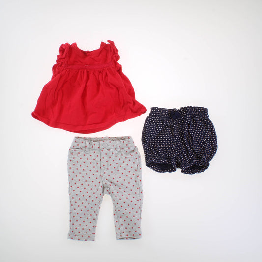 Gap Girls Red Shirt | Navy Shorts | Gray Leggings Apparel Sets Size: 3-6 Months Red Shirt | Navy Shorts | Gray Leggings