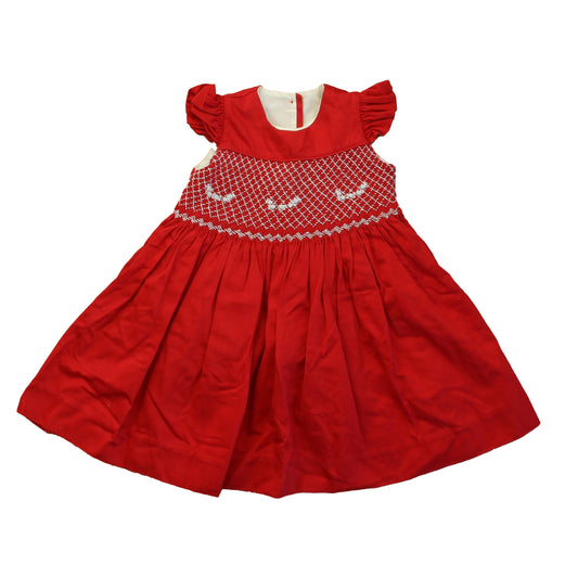 Lorena Lopez by Lolo's Girls Red Smocked Dress Size: 2T Red Smocked