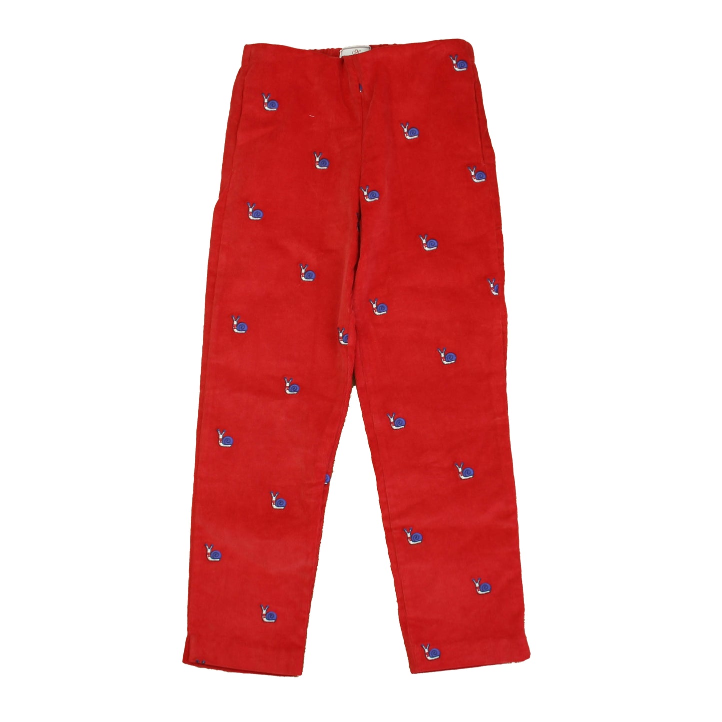 Classic Prep Girls Red Snail Embroidery Corduroy Pants Size: 7 Years