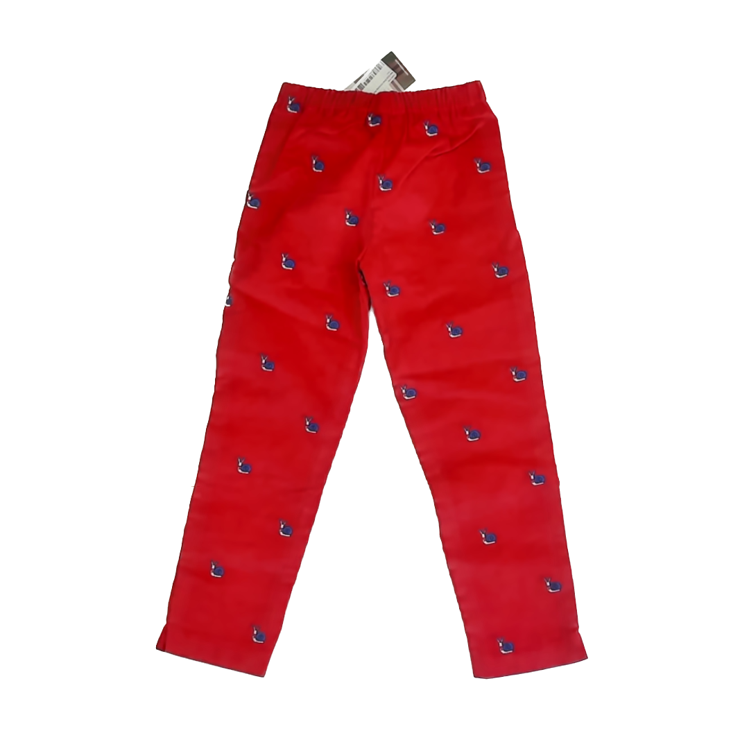 CPC Childrenswear Girls Red | Snails Corduroy Pants Size: 7 Red | Snails