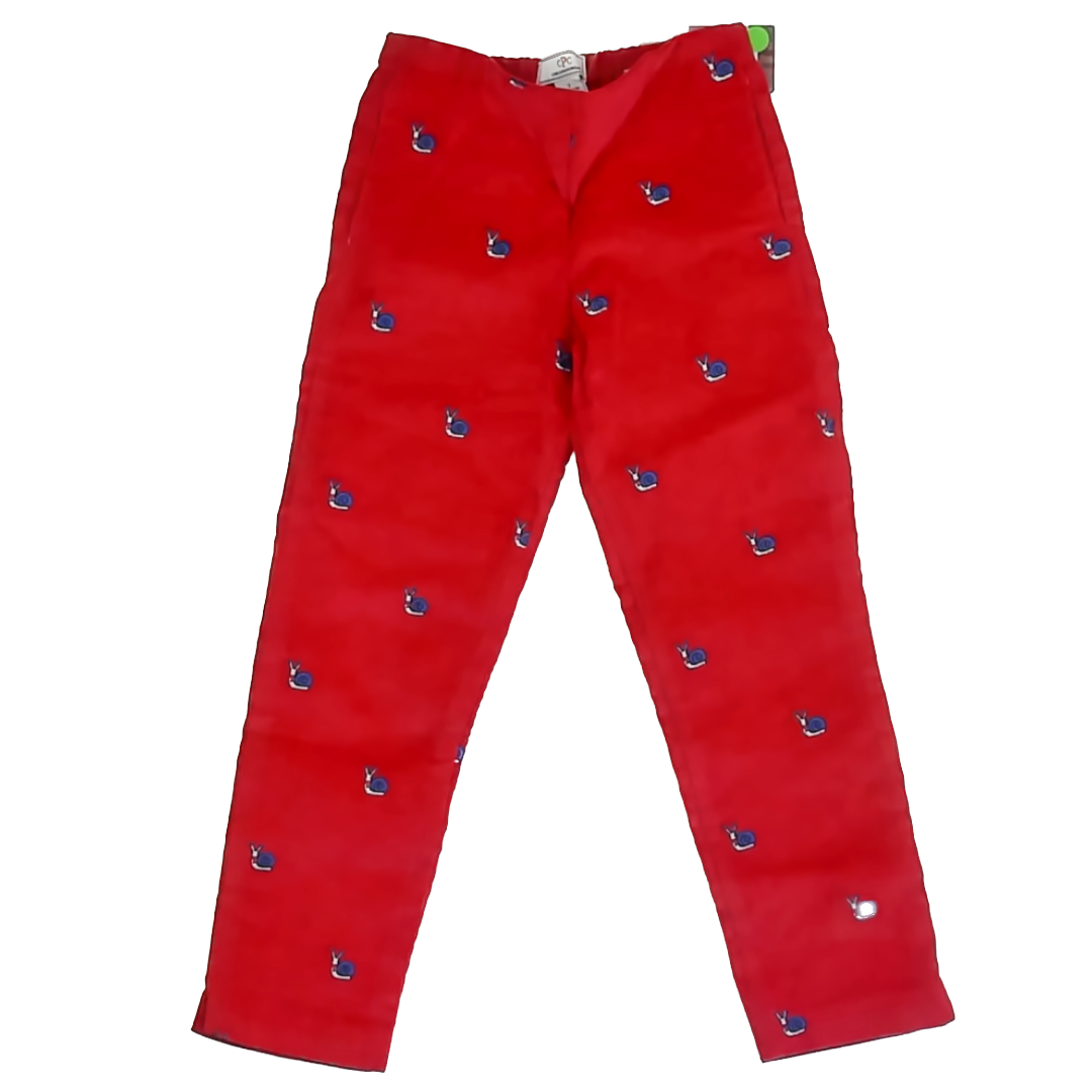 CPC Childrenswear Girls Red | Snails Corduroy Pants Size: 7 Red | Snails