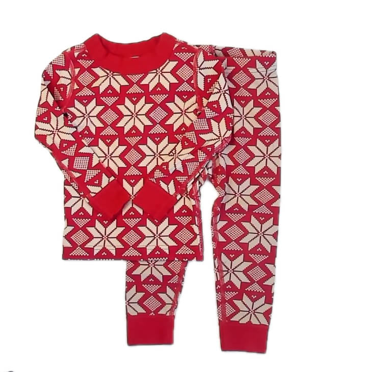 Hanna Andersson Unisex Red Snowflakes 2-piece Pajamas Size: 3T Red Snowflakes