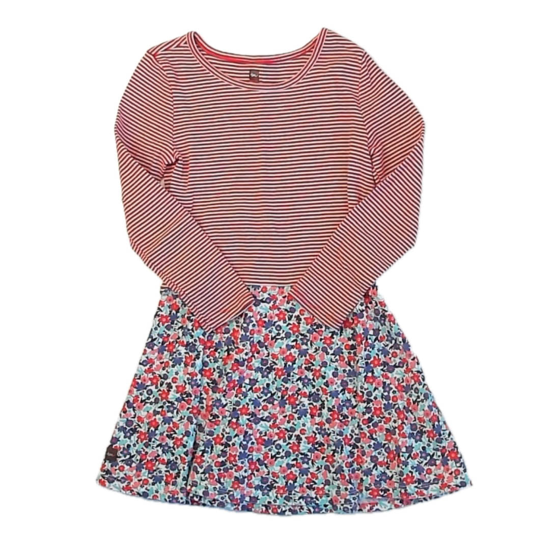 Tea Collection Girls Red Stripe | Floral Dress Size: 5T Red Stripe | Floral