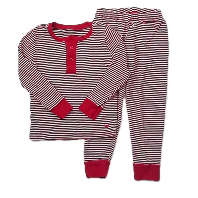 Petite Plume Unisex Red Stripe 2-piece Pajamas Size: 2T Red Stripe