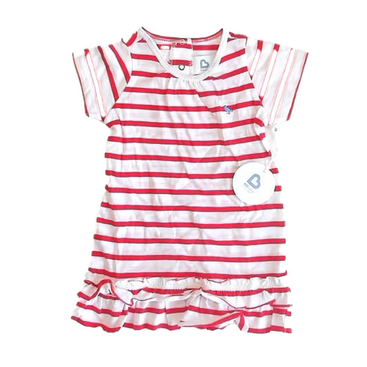 Mbaby Girls Red Stripe Dress Size: 12 Months Red Stripe