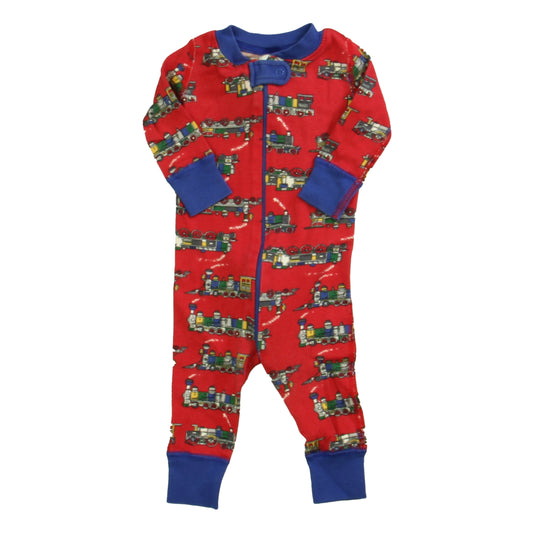 Hanna Andersson Boys Red Train 1-piece Non-footed Pajamas Size: 6-9 Months Red Train
