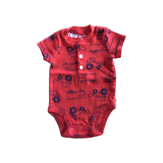 Carters Unisex Red | Trucks Onesie Size: 0-3 months Red | Trucks