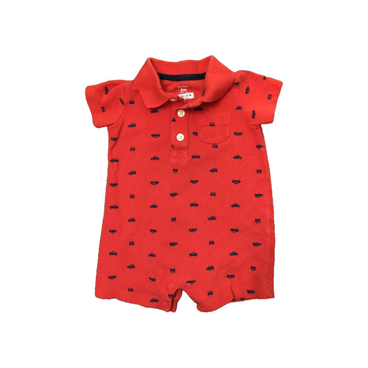 Carters Boys Red | Trucks Romper Size: 6 months Red | Trucks