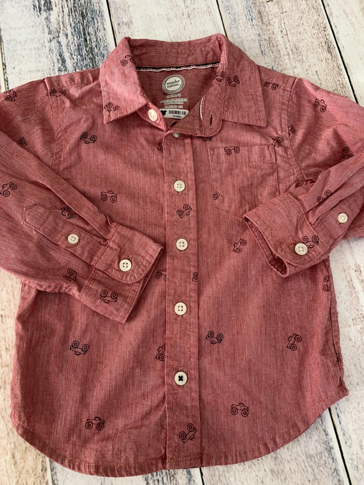 WonderNation Boys Red | Trucks Button Down Short Sleeve Size: 2T Red | Trucks
