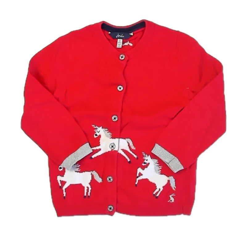 Joules Girls Red Unicorns Cardigan Size: 4T Red Unicorns