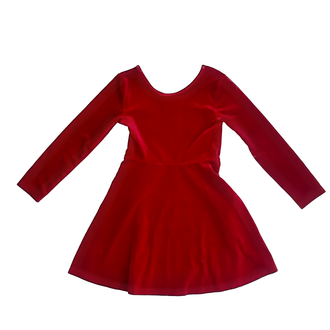 Children's Place Girls Red | Velvet Dress Size: 5-6 Years Red | Velvet