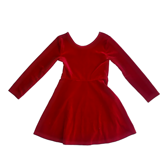 Children's Place Girls Red | Velvet Dress Size: 5-6 Years Red | Velvet