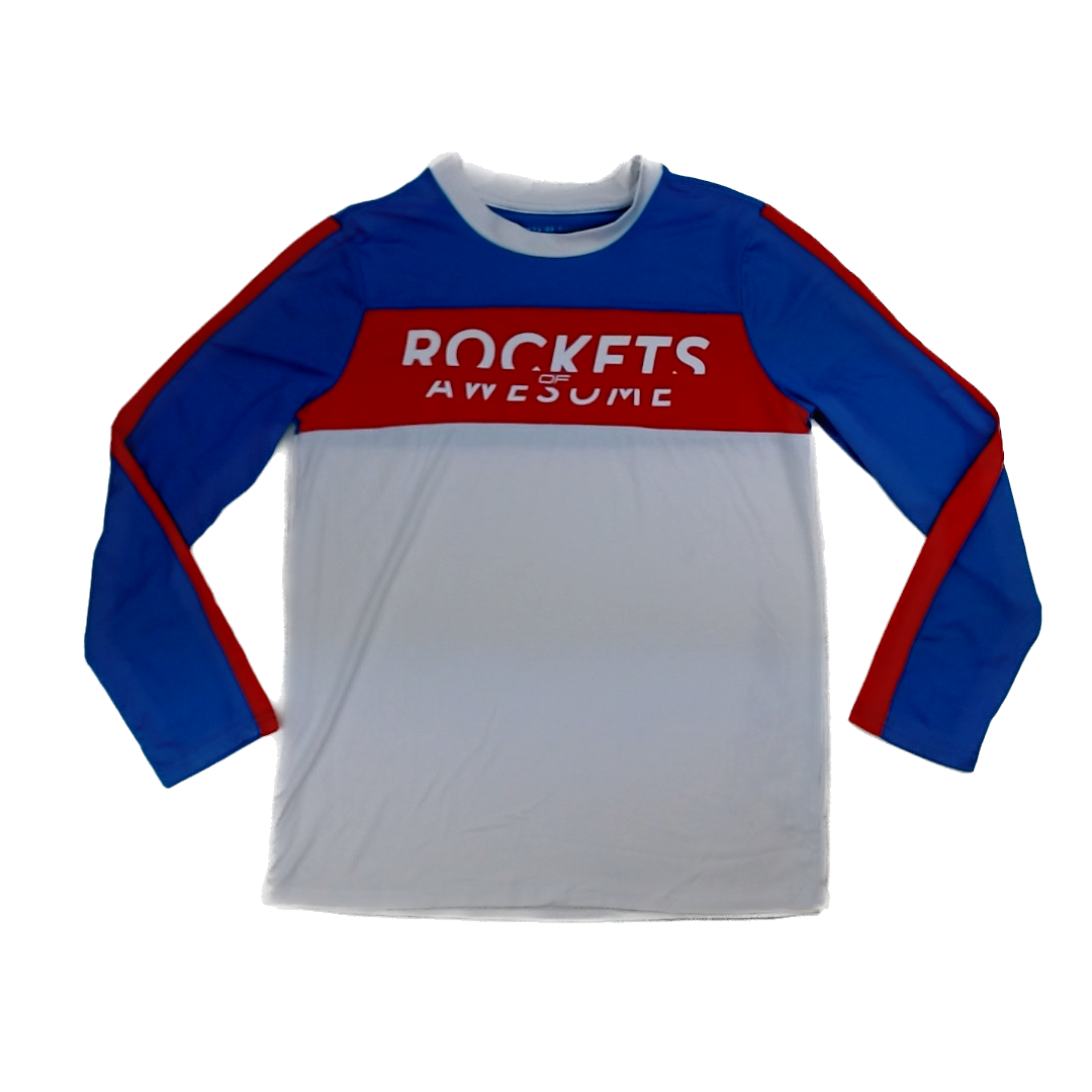 Rockets Of Awesome Boys Red White and Blue Long Sleeve Shirt Size: 14 Years Red White and Blue