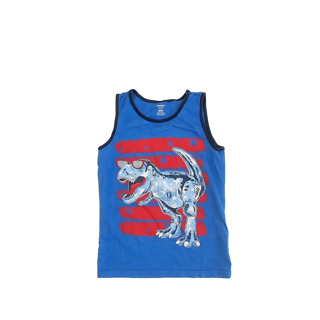 Carter's Boys Red | White | Blue | Dino Tank Top Size: 8 Red | White | Blue | Dino