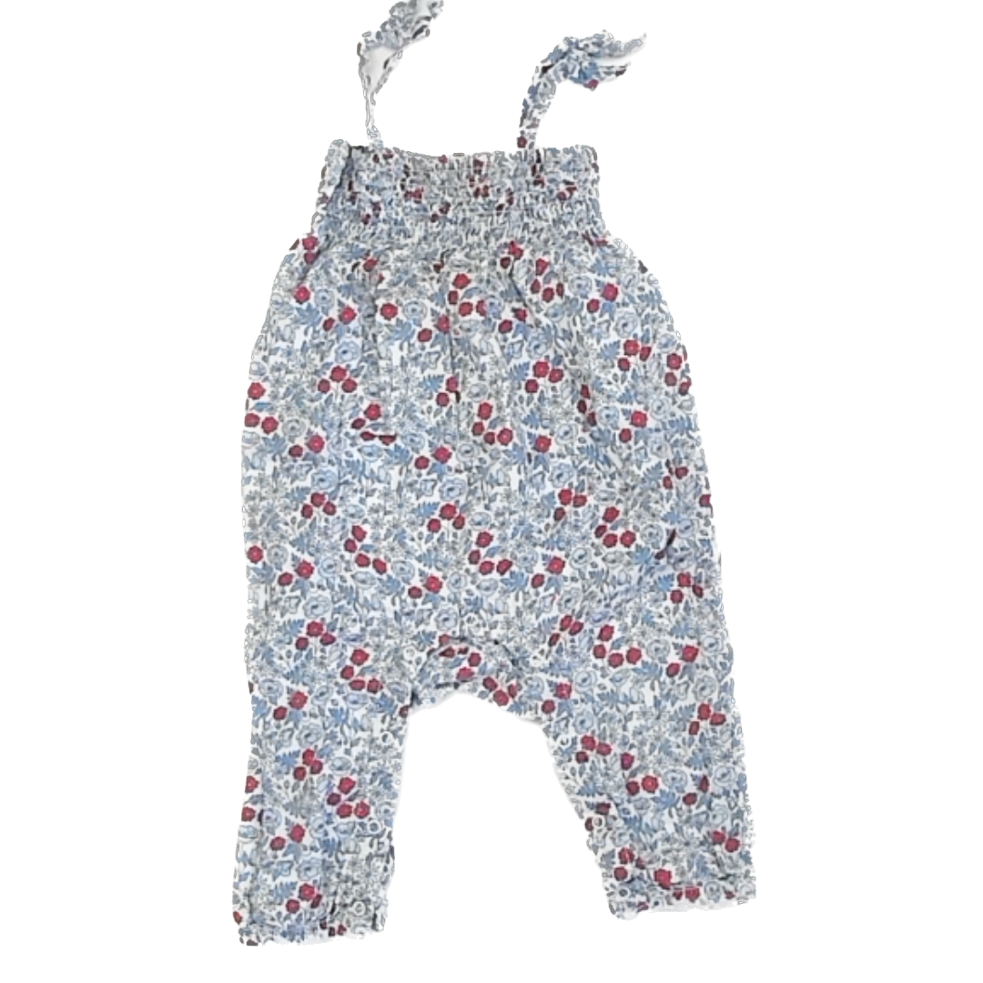 Hope & Henry Girls Red | White | Blue Floral Romper Size: 3-6 Months Red | White | Blue Floral