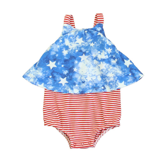 Cat & Jack Girls Red | White | Blue Romper Size: 12 Months