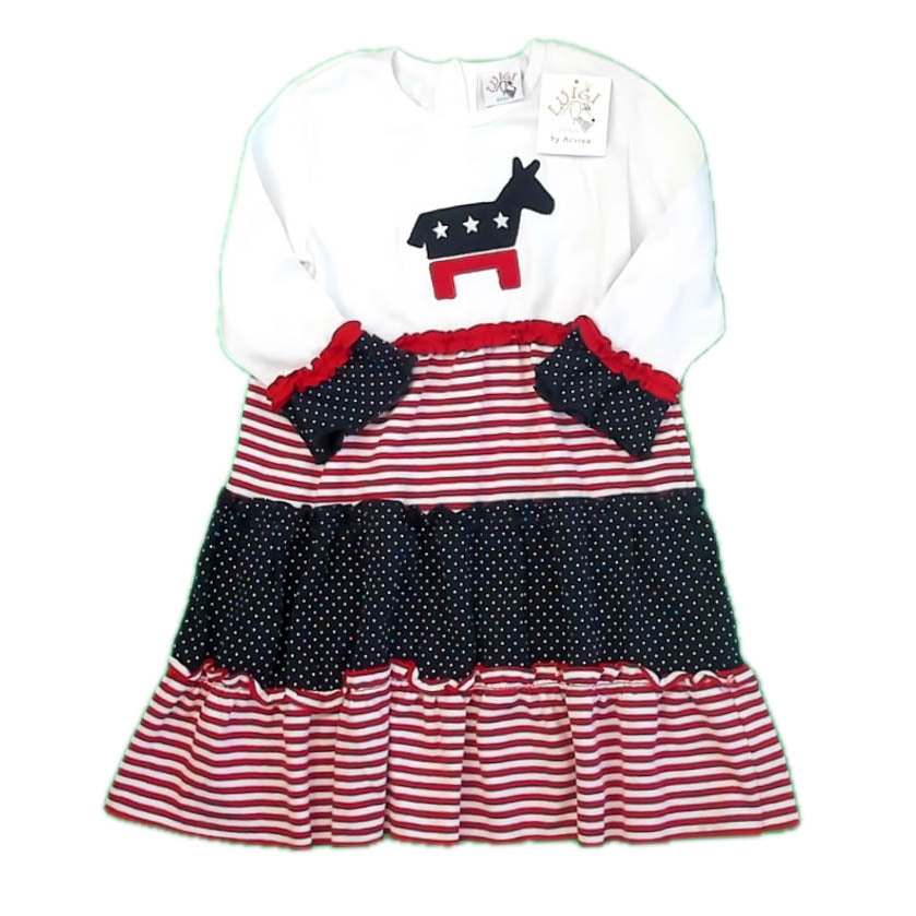 Luigi Girls Red | White | Blue Dress Size: 5T Red | White | Blue