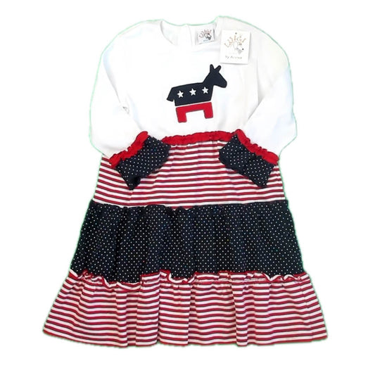 Luigi Girls Red | White | Blue Dress Size: 5T Red | White | Blue