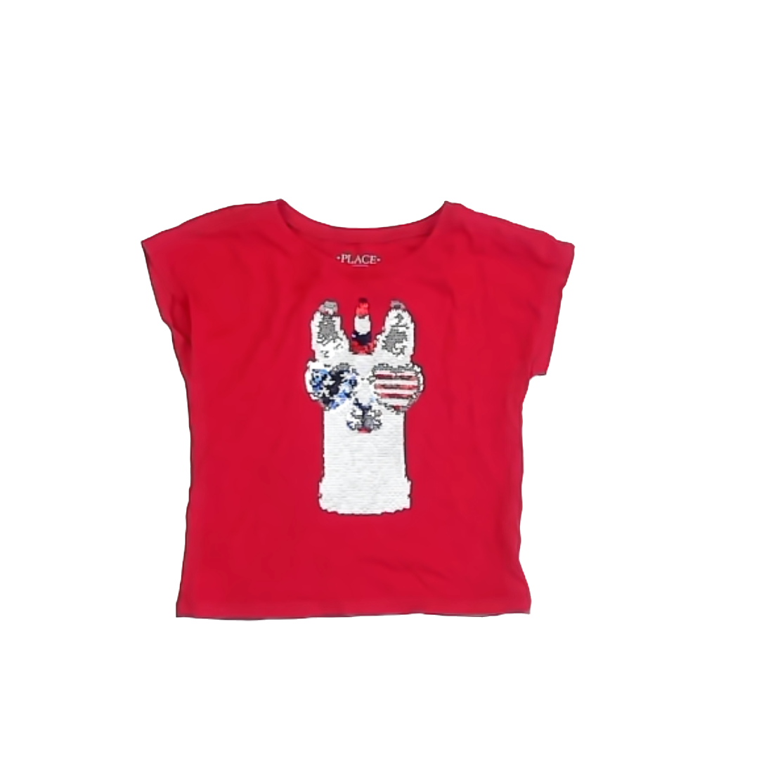 Children's Place Girls Red | White | Blue T-Shirt Size: XS 4 Red | White | Blue