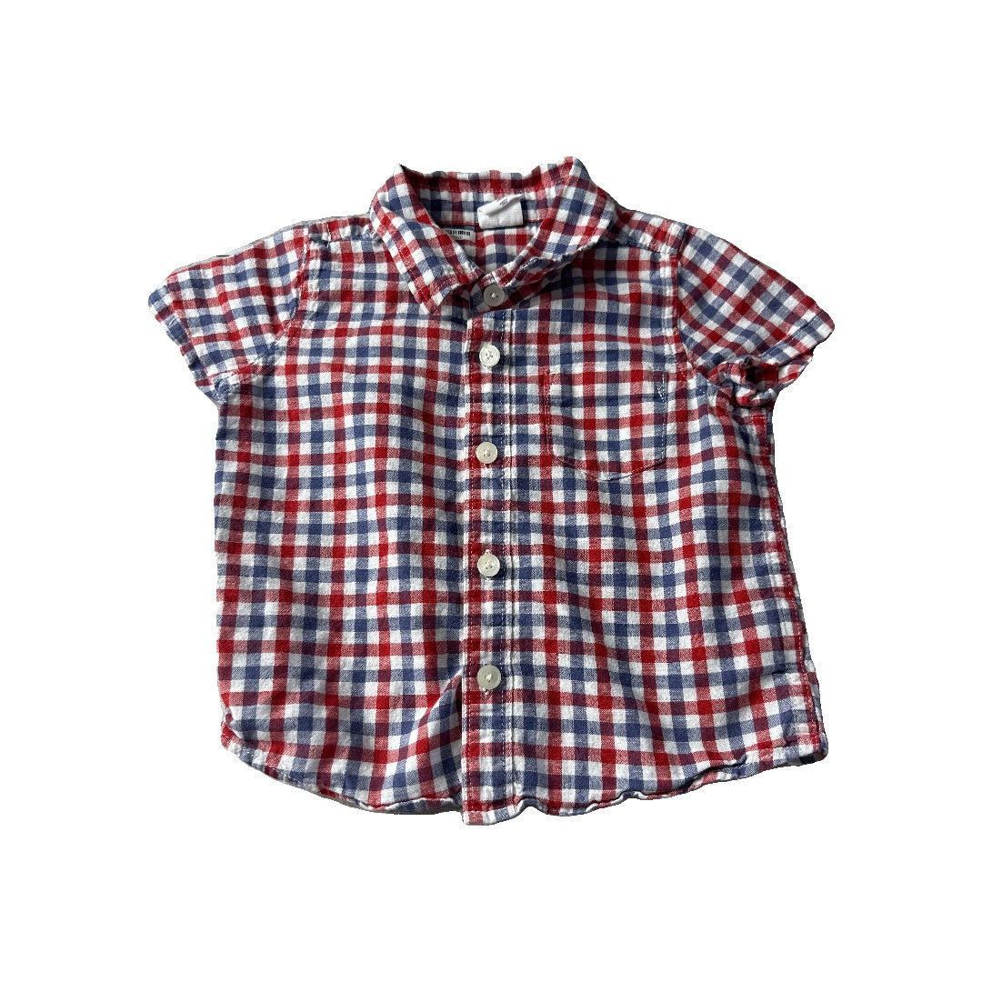 Gap Boys Red | White | Blue Button Down Short Sleeve Size: 12-18 months Red | White | Blue