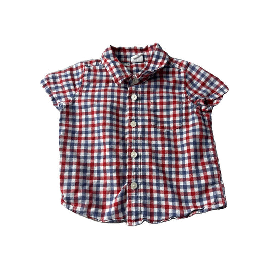 Gap Boys Red | White | Blue Button Down Short Sleeve Size: 12-18 months Red | White | Blue