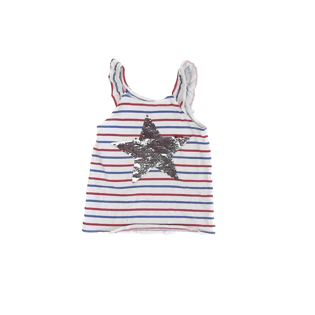 Osh Kosh Girls Red | White | Blue Tank Top Size: 6 Years Red | White | Blue