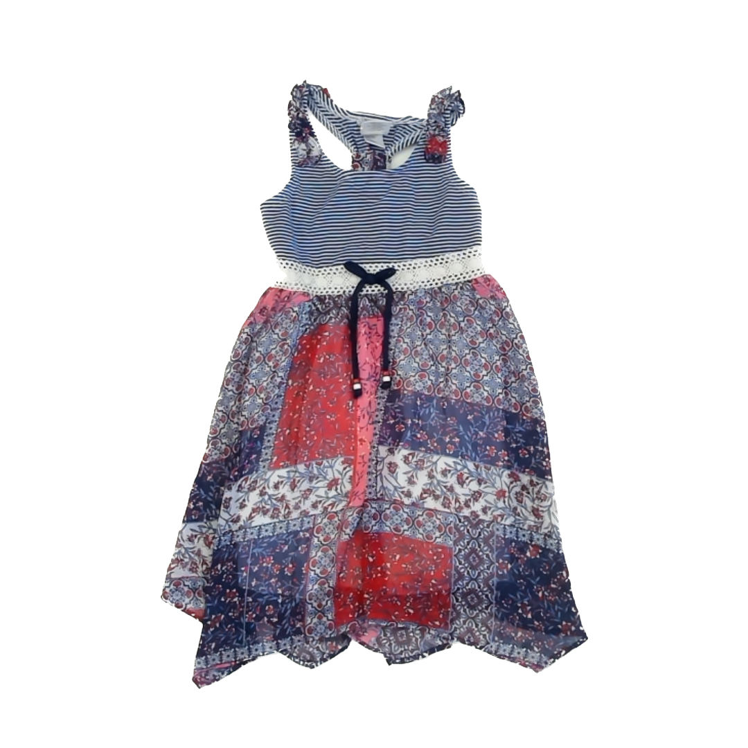 Unknown Girls Red | White | Blue Dress Size: 6 Years Red | White | Blue