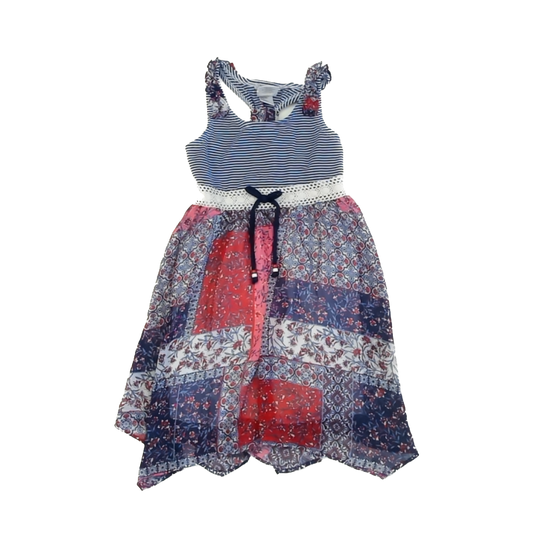 Unknown Girls Red | White | Blue Dress Size: 6 Years Red | White | Blue