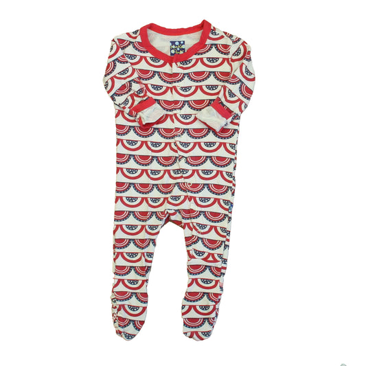 Kickee Pants Unisex Red | White | Blue 1-piece footed Pajamas Size: 0-3 Months Red | White | Blue