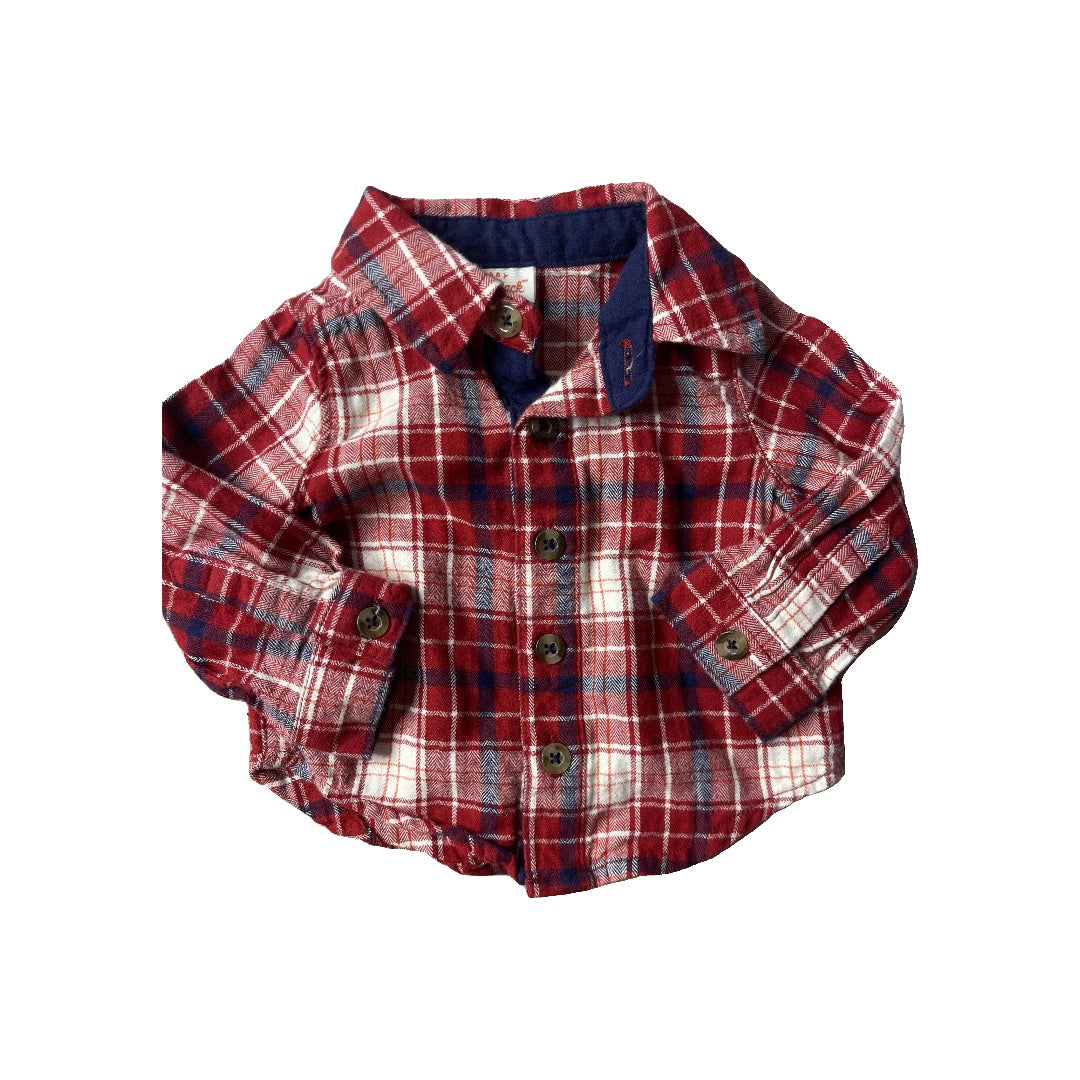 Cat & Jack Boys Red | White | Blue Button Down Short Sleeve Size: Newborn Red | White | Blue