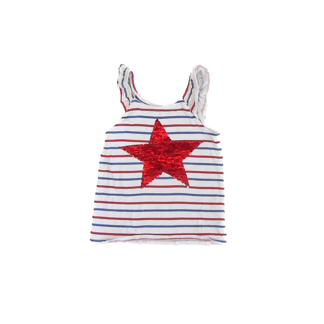Osh Kosh Girls Red | White | Blue Tank Top Size: 6 Years Red | White | Blue