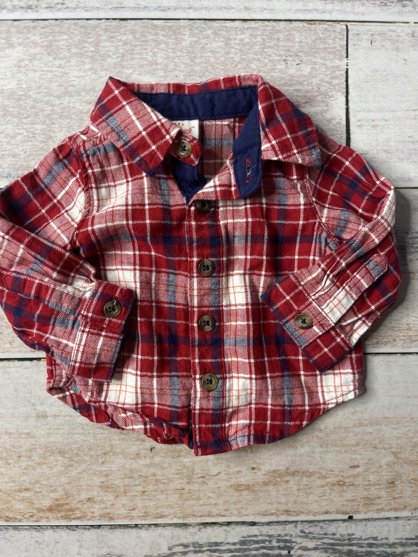 Cat & Jack Boys Red | White | Blue Button Down Short Sleeve Size: Newborn Red | White | Blue