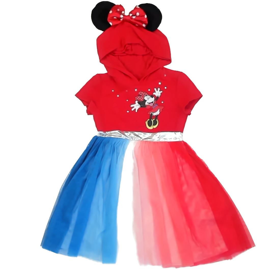 Minnie Mouse Girls Red | White | Blue Dress Size: 6 Years Red | White | Blue